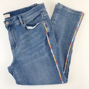 LOFT Women's Straight Leg Jeans with Multicolor Stripes